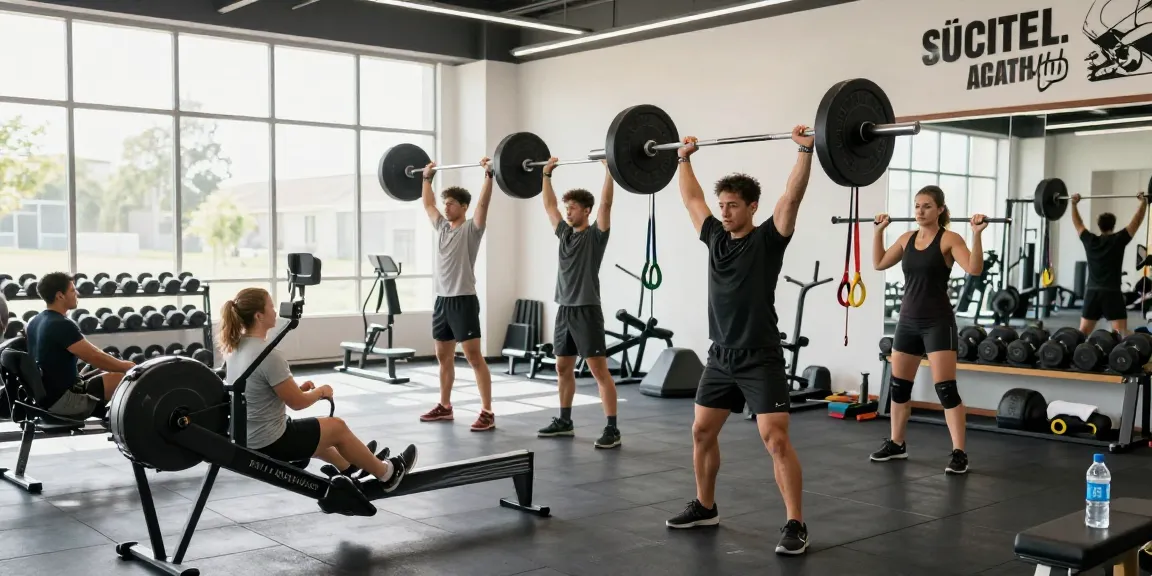 Aktive Bodybuilder trainieren mit Utinon Steroide in modernem Fitnessstudio.