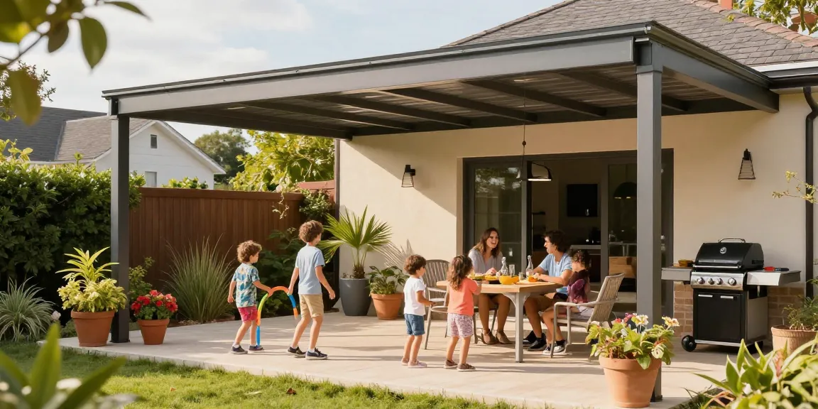Terrassenüberdachungen bieten Schutz und eine einladende Atmosphäre für Familienaktivitäten im Freien.