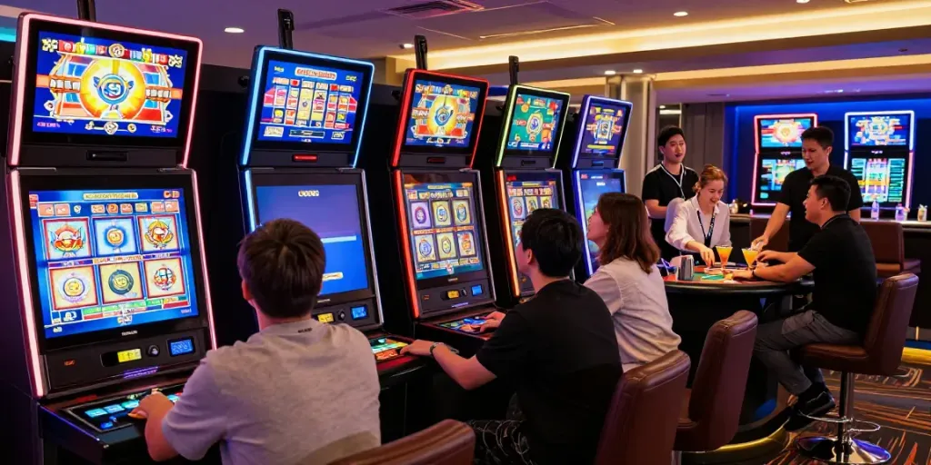 Experience the thrill at https://uk88.ad/ with vibrant online gambling activities and stylish gaming setups.