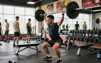 Fitness-Enthusiast im Anabolika Shop, der Gewichte hebt und Anabolika für Muskelaufbau kauft.